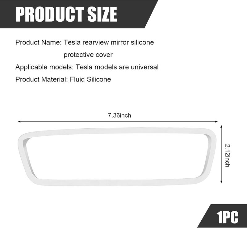 MLY Car Rear View Mirror Protector Frame, Silicone Auto Rearview Edge Protection Cover, Compatible with Model 3 and Y, Rear View Trim Frame Decor, Car Interior Accessories (White) - Image 2